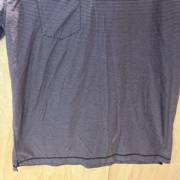 Linksoul Men's 100% Luxury Cotton Blue Striped Pocket Polo Shirt, Large - Picture 4 of 7